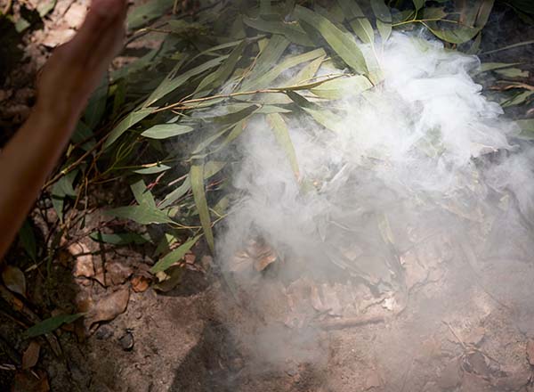 The smoke during a welcome ceremony