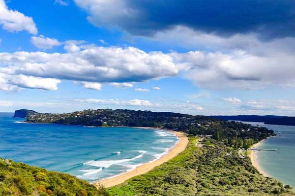 View from Barrenjoey Head looking over Palm beach and the Hawkesbury River system