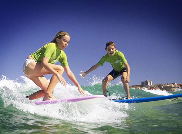Image of a private surf lesson at Bondi on a Sydney Sightseeing Tour