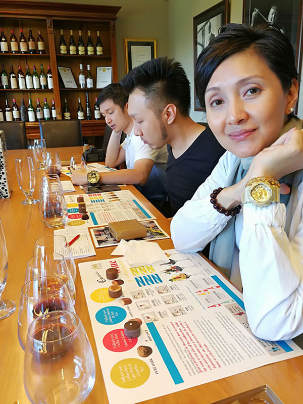 An image of wine tasting paired with chocolate at Tullocks Wine in the Hunter Valley