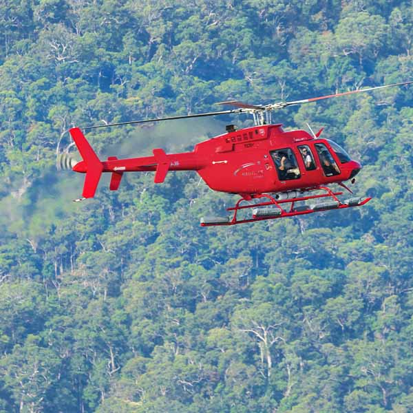 Helicopter flying in the Blue Mountains