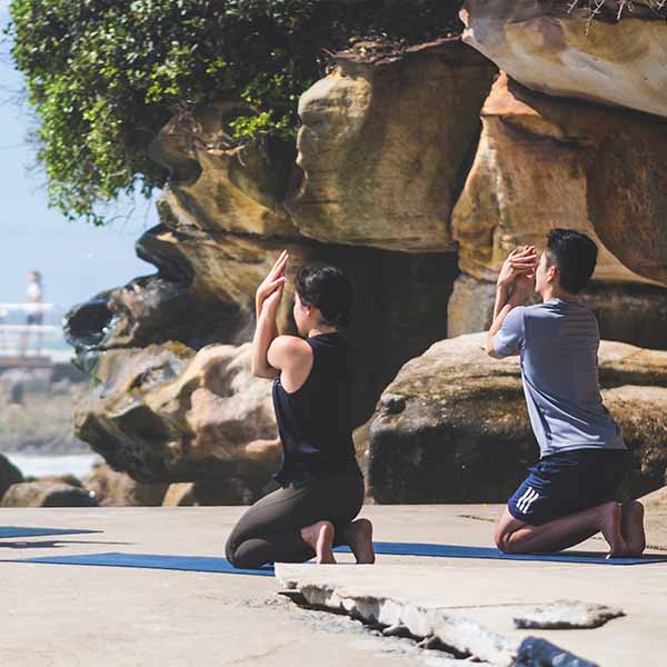 Yoga on the promenade at Bondi Beach